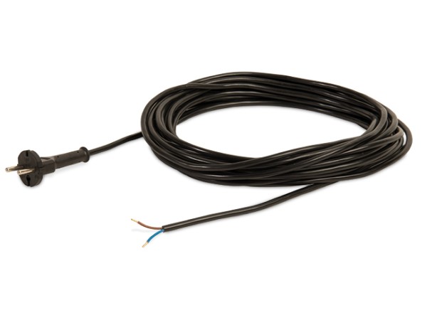 Kabel für Sauger, 15 Meter / 2 x 1,0 mm² / Stecker angespritzt, schwarz